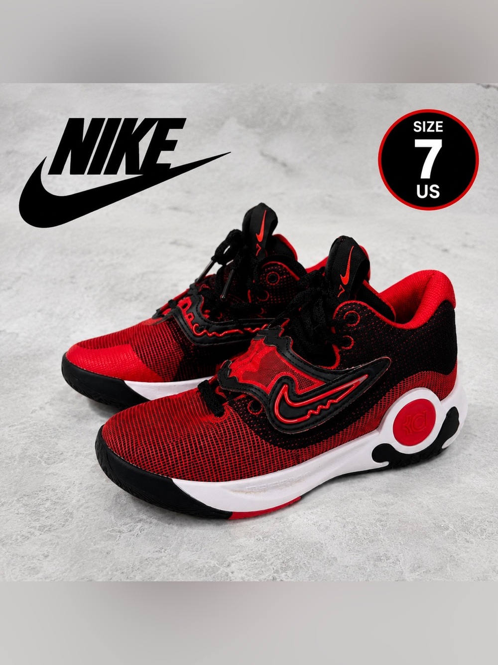 Nike Men’s KD Trey 5 X Basketball Sneakers Red/Black Size 7 US Athletic Shoes
